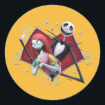 Jack and Sally in Heart Classic Round Sticker<br><div class="desc">Celebrate a love that’s simply meant to be with this Disney Nightmare Before Christmas Jack and Sally in Heart classic round sticker. Featuring the iconic gothic couple inside a beautifully eerie heart design, this Tim Burton-inspired artwork captures their hauntingly romantic love story. Perfect for scrapbooking, sealing envelopes, decorating gifts, or...</div>
