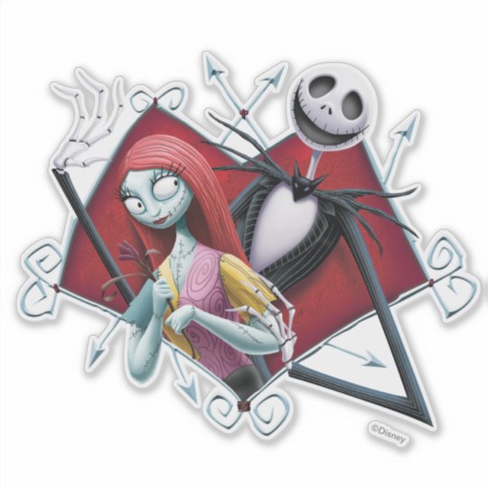 Jack and Sally in Heart Sticker | Zazzle.com