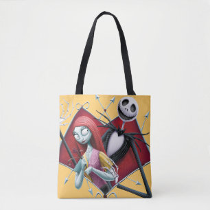 Jack and Sally in Heart Tote Bag