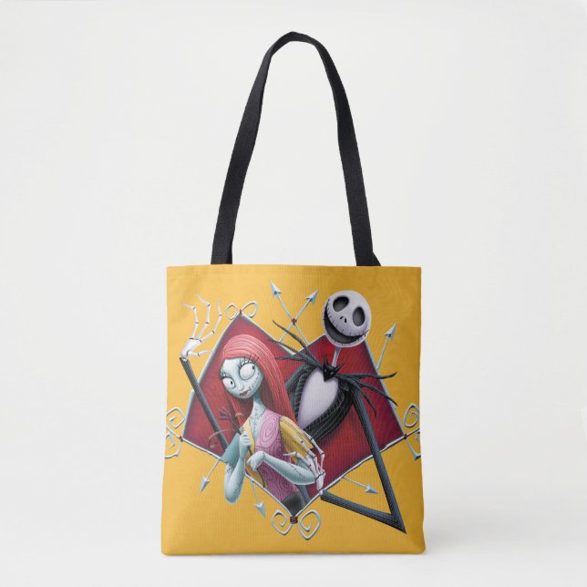Jack and Sally in Heart Tote Bag (Front)