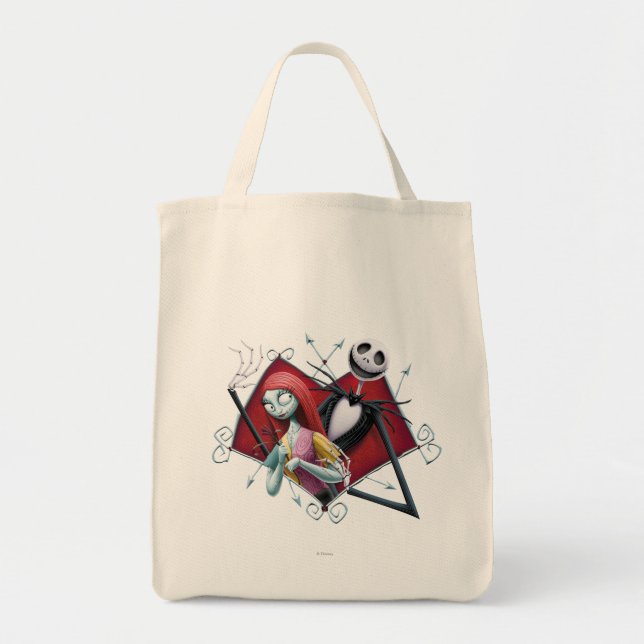 Jack and Sally in Heart Tote Bag (Front)