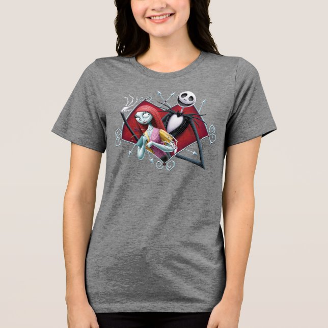 Jack and Sally in Heart Tri-Blend Shirt (Front)