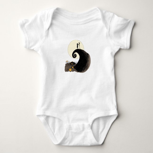 Jack and Sally | Moon Silhouette Baby Bodysuit (Front)