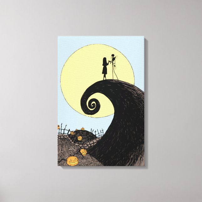 Jack and Sally | Moon Silhouette Canvas Print (Front)