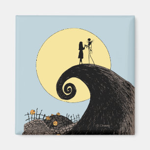 Jack and Sally   Moon Silhouette Magnet