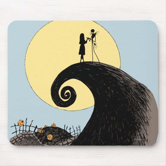 Jack and Sally | Moon Silhouette Mouse Pad (Front)
