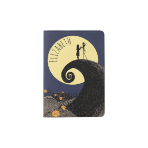 Jack and Sally   Moon Silhouette - Name Passport Holder