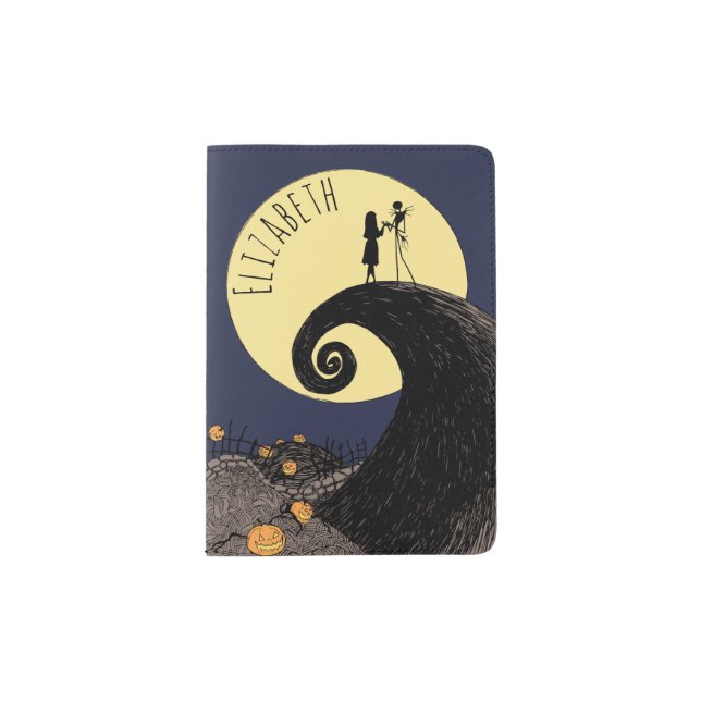 Jack and Sally | Moon Silhouette - Name Passport Holder (Front)
