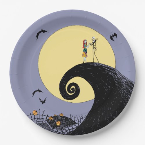 Jack and Sally  Moon Silhouette Paper Plates