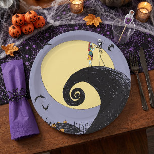 Jack and Sally Moon Silhouette Paper Plates