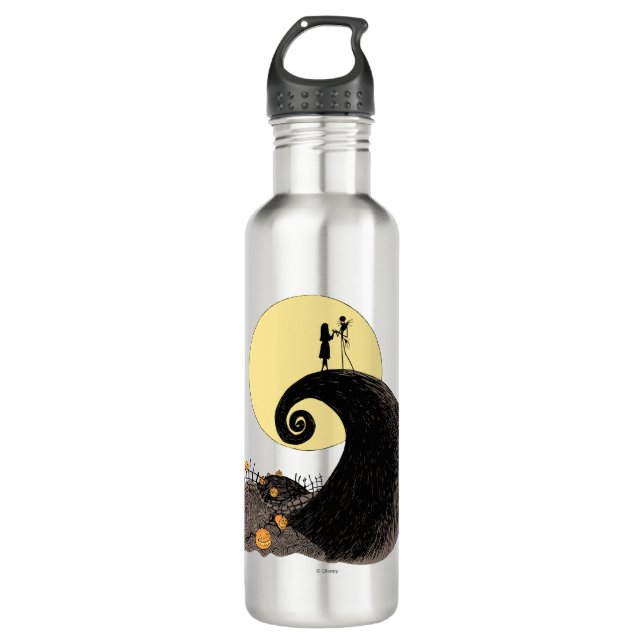 Jack and Sally | Moon Silhouette Stainless Steel Water Bottle (Front)