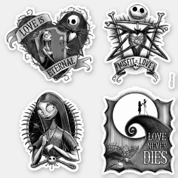 Jack And Sally Moonlight  Madness  & Love Sticker by nightmarebeforexmas at Zazzle