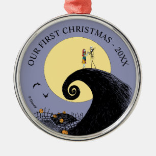 Jack and Sally Our First Christmas Wedding Metal Metal Ornament