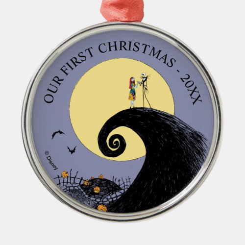 Jack and Sally  Our First Christmas Wedding Metal Metal Ornament