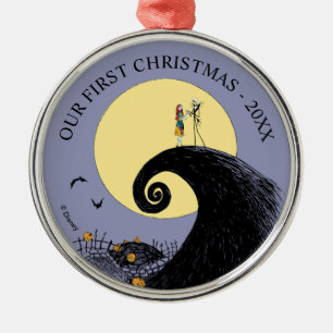 Jack and Sally   Our First Christmas Wedding Metal Ornament