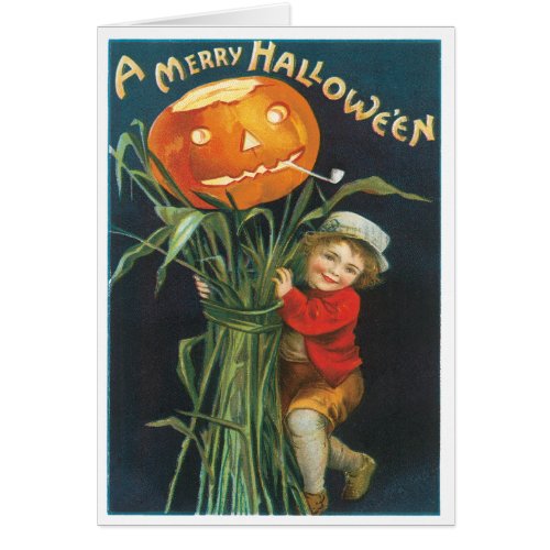 Jack And The Pumpkin Stalk Vintage Card