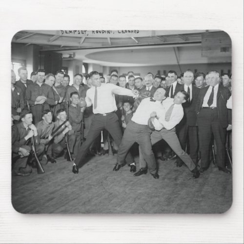 Jack Dempsey Mock Fighting Against Harry Houdini Mouse Pad
