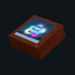 Jack Frost Gift Box<br><div class="desc">A multi-colored random fractal which resembles Jack Frost ice patterns on a window pane; superimposed on a wintry, night background. The glowing blobs of color, elements of the original fractal image, are a nice plus. Customize by adding your own text. Those patterns on your windows during winter appear as water...</div>