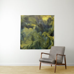 Jack Frost In Blue Grey and Yellow Abstract Art Tapestry