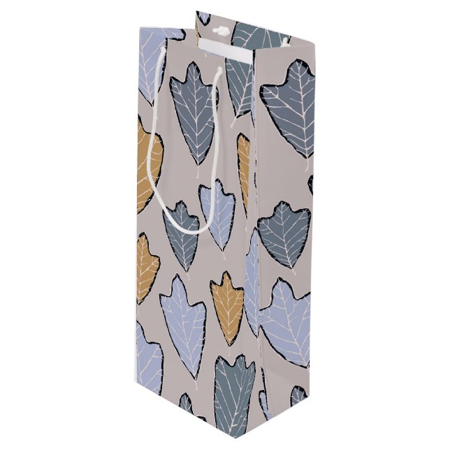Jack Frost Leaves Pattern Wine Gift Bag (Front Angled)