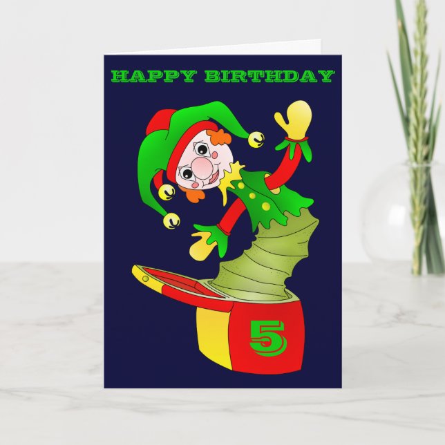 Jack in the box birthday card, customizable card (Front)