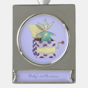 Jack-in-the-Box - Traditional Toys (pastel) Silver Plated Banner Ornament
