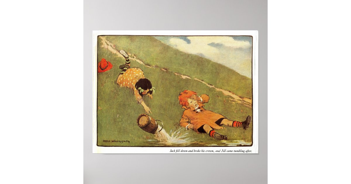 jack-jill-fell-down-the-hill-nursery-rhyme-poster-zazzle