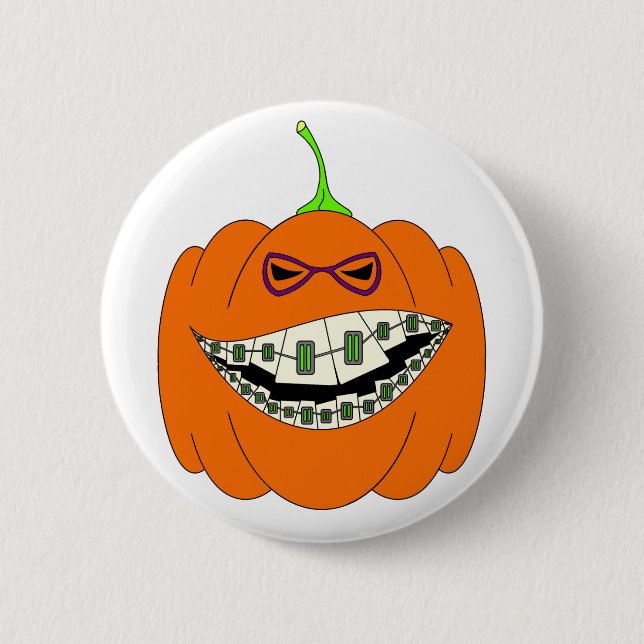 Jack-O-Braces Pinback Button (Front)