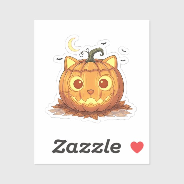 Jack-O’-Fold – Scottish Fold Cat Face Jack-o’-Lant Sticker (Sheet)