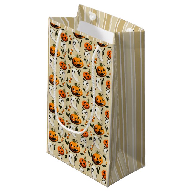 Jack-o-Ghost Yellow Small Gift Bag (Front Angled)