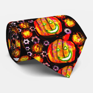 Jack o jack o lantern neck tie