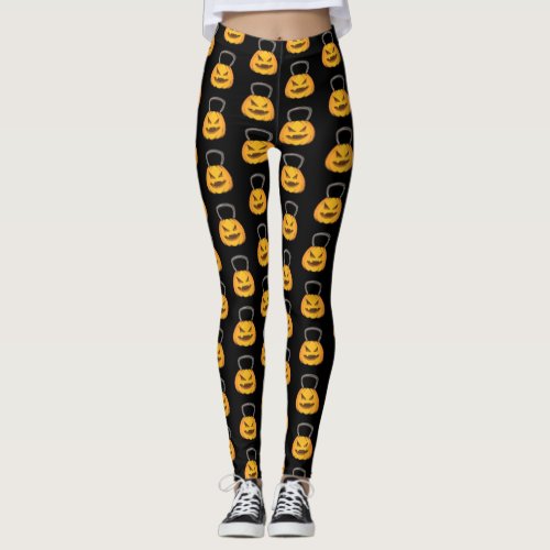 Jack O Kettlebell Halloween Pumpkin Leggings