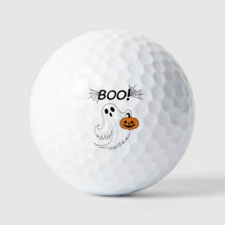 Jack-o’-lantern and A White Ghost Boo Halloween Golf Balls