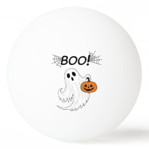Jack-o’-lantern and A White Ghost Boo Halloween Ping Pong Ball