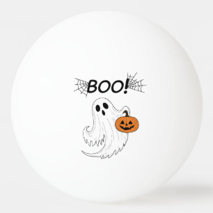 Jack-o’-lantern and A White Ghost Boo Halloween Ping Pong Ball