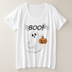 Jack-o’-lantern and A White Ghost Boo Halloween Plus Size T-Shirt