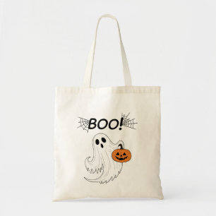 Jack-o’-lantern and A White Ghost Boo Halloween Tote Bag