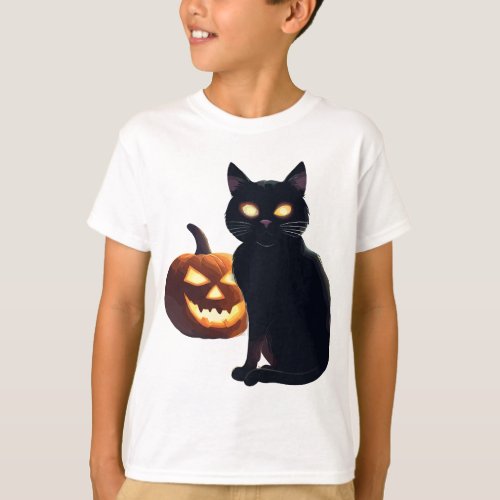 Jack_o_lantern and Black Cat for Halloween T_Shirt