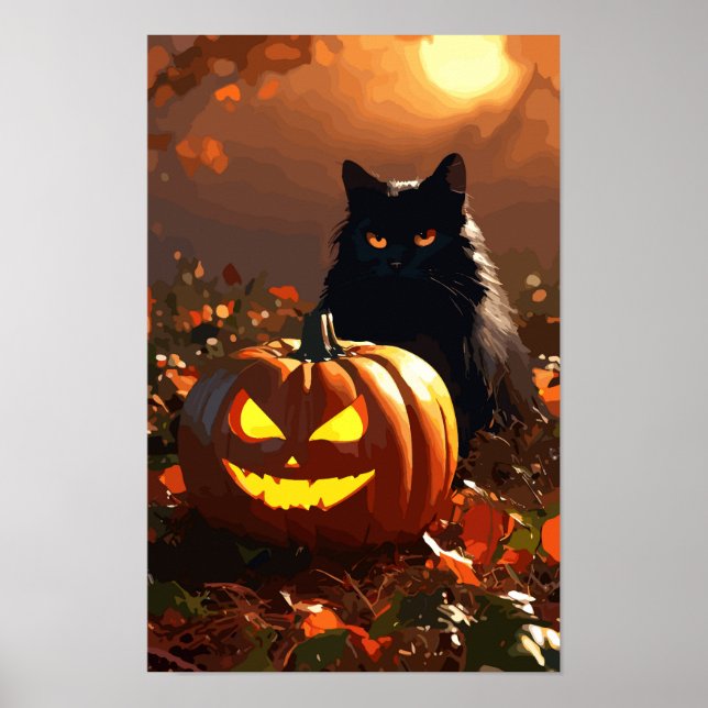Jack-o’-lantern and Black Cat Poster (Front)