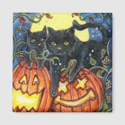 Jack-O'-Lantern and Black Cats Magnet