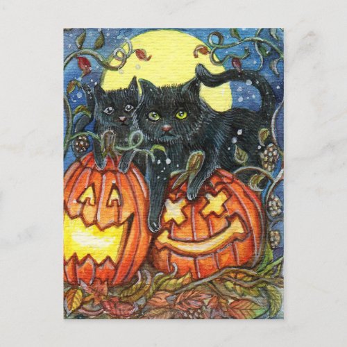 Jack_O_Lantern and Black Cats Postcard
