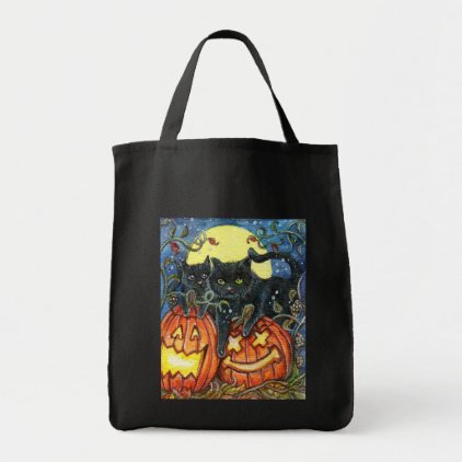 Jack-O'-Lantern and Black Cats Tote Bag