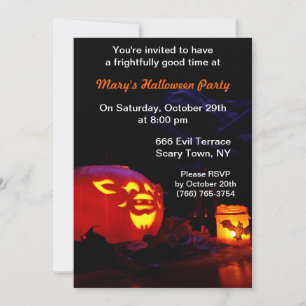 Jack-O-Lantern And Candle Party Invitations