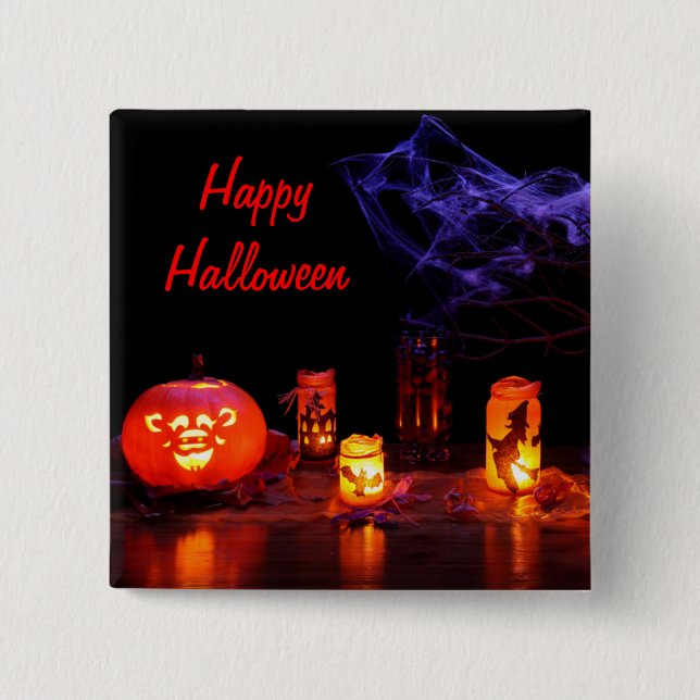 Jack-O-Lantern And Candles Button (Front)