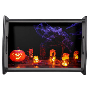 Jack-O-Lantern And Candles Serving Tray
