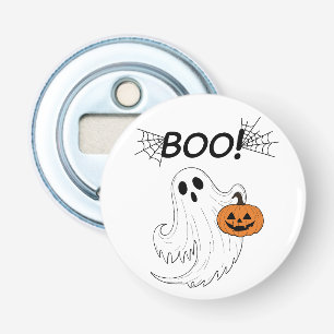 Jack-o’-Lantern and White Ghost “Boo” Halloween Bottle Opener