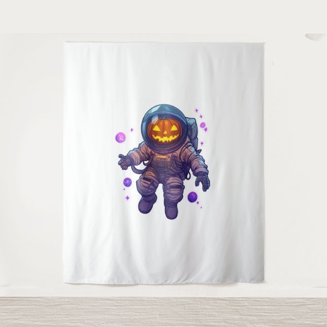 Jack-o'-Lantern Astronaut Tapestry (Front)