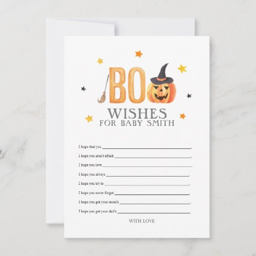 Jack_o_lantern Baby Shower Wishes for Baby Note Card