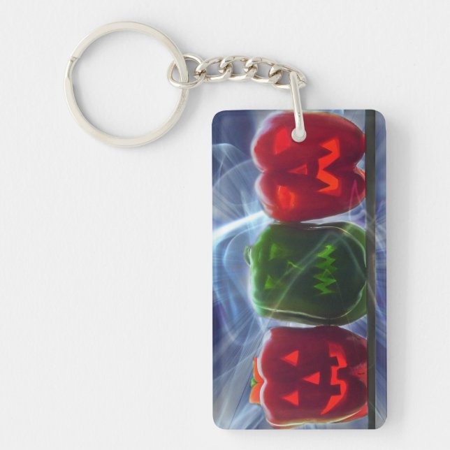 Jack O Lantern Bell Peppers Keychain (Front)