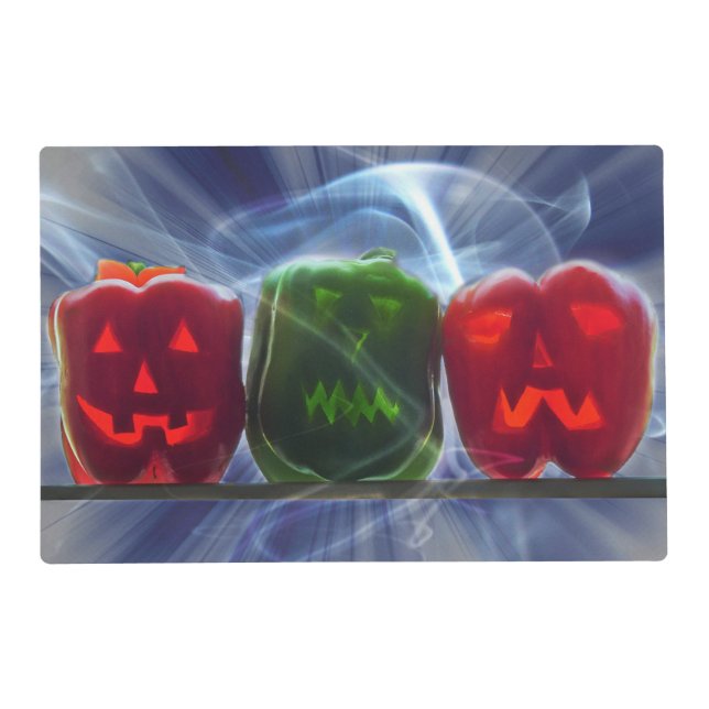 Jack O Lantern Bell Peppers Placemat (Front)